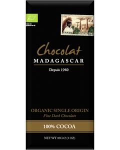 Chocolat Madagascar 100% Organic Madagascar Chocolate, 80g