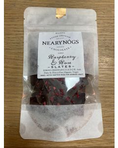 NearyNógs Slates Raspberry & Rose - 60% Dark Chocolate with Raspberry and Rose Petals, 80g