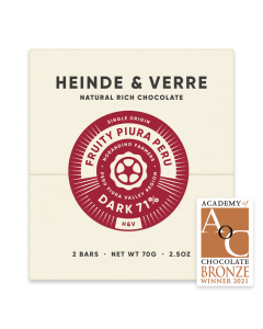 Heinde & Verre Fruity Piura Peru, 71% Dark Chocolate, 70g