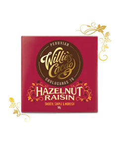 Willie's Cacao Hazelnut & Raisin, 70% cocoa, 50g