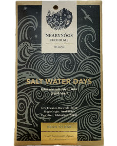 NearyNógs Salt water days - 60% Dark Chocolate with Irish Sea Salt, Cocoa Nibs and Gold Dust, 60g